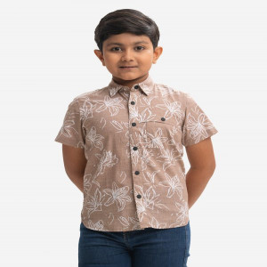 Brown Cotton Kids Casual Shirt