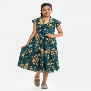 Green Georgette A-line Frock