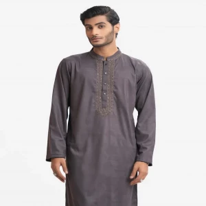 Deep Ash Jacquard Semi Fit Panjabi