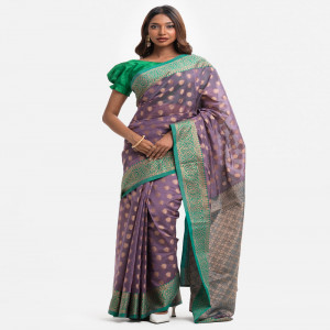 Purple Art Silk Katan Saree