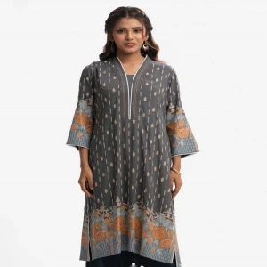 Gray Viscose A-line Kameez