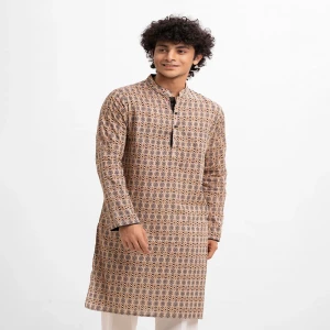 Printed Cotton Semi Fit Panjabi