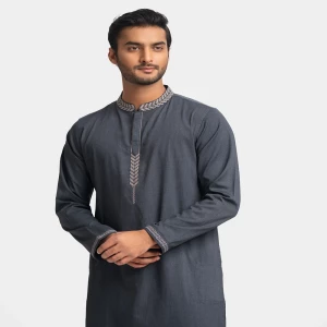 Gray Cotton Fitted Panjabi
