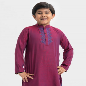 Maroon Cotton Karchupi Panjabi