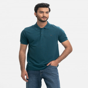 Blue Cotton Pique Polo