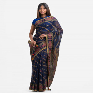 Blue Cotton Saree