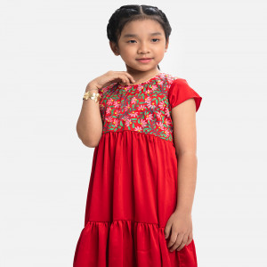 Red Georgette A-line Frock