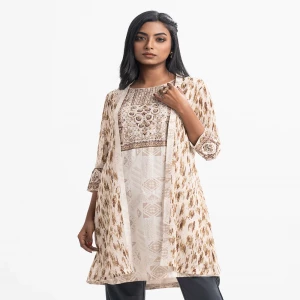 Off-white Georgette Tunic with Shrug