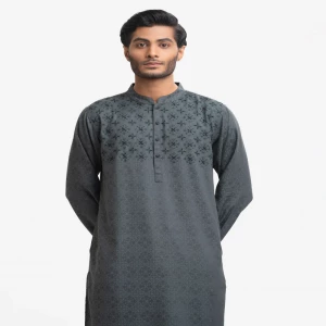 Green Bamboo Jacquard Semi Fitted Panjabi