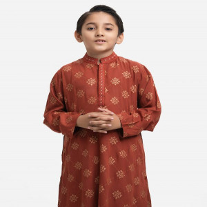 Brown Viscose Kids Panjabi