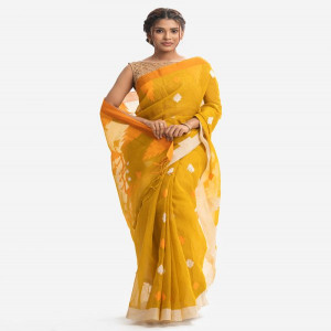 Olive Yellow Cotton Saree