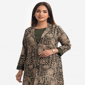 Green Jacquard Abaya-style Tunic