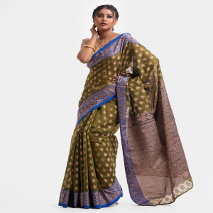 Blue Art Silk Katan Saree