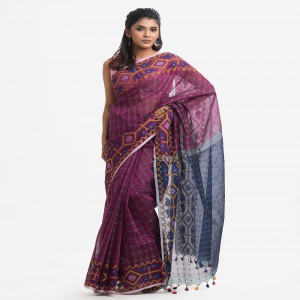 Blue Half-silk Saree