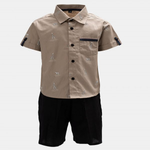 Brown Cotton Shirt Pant Set