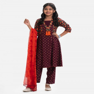 Dark Brown Viscose Salwar Kameez