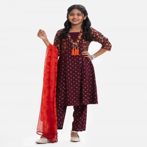 Dark Brown Viscose Salwar Kameez