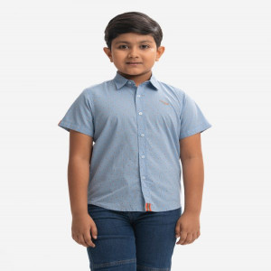 Blue Cotton Kids  Collar Shirt