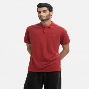 Maroon Cotton Pique Polo