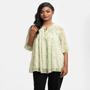 Green Georgette A-line Top