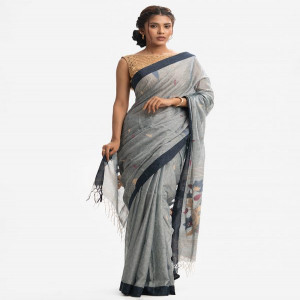 Gray Cotton Saree