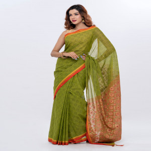 Green Cotton Saree