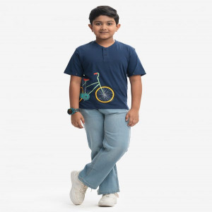 Navy Blue Jersey Henley T-shirt