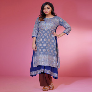 Grayish Blue A-line Long Tunic