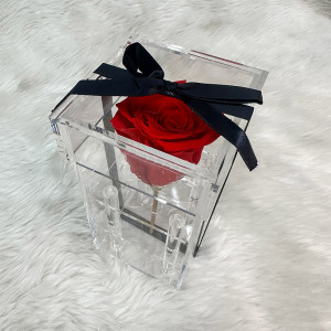 Red Preserved Rose Ultra Pro Max In An Acrylic Box
