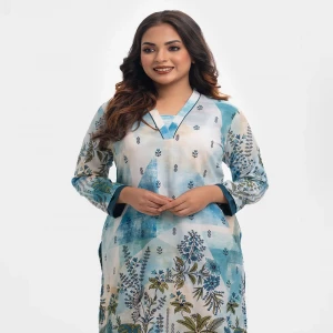 White Blended A-line Kameez