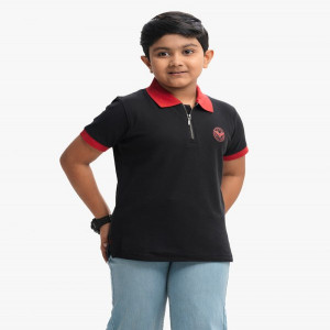 Black Pique Short Sleeve Polo