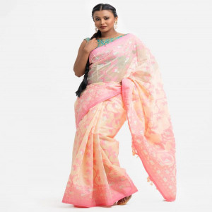 Cream art Silk Saree