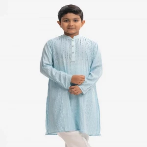 Sky Blue Viscose Kids Panjabi