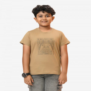 Brown Cotton Short Sleeve T-shirt
