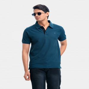 Teal Cotton Pique Polo
