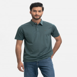 Teal Green Jacquard Knit Polo