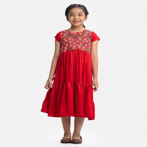 Red Georgette A-line Frock