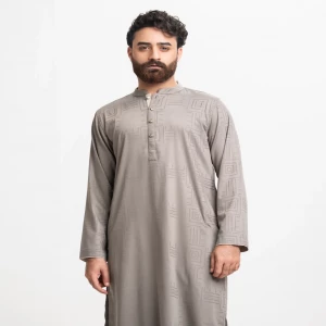 Gray Jacquard Semi Fit Panjabi