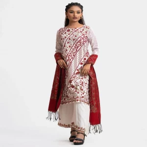 White Viscose Straight Salwar Kameez