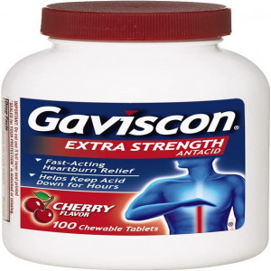 Gaviscon Extra Strength Cherry Chewable Tablet For Fast-Acting Heartburn Relief, 100 Count