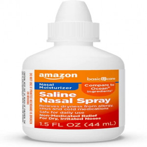 Amazon Basic Care Premium Saline Nasal Moisturizing Spray, 1.5 Fluid Ounces,Clear