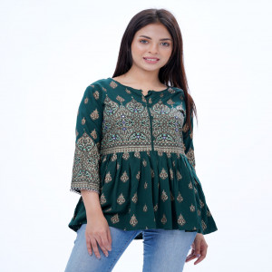 Green Viscose Woven Top