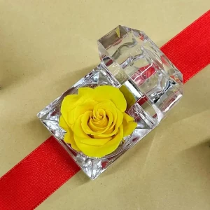 Eternal Preserved Yellow Rose With Acrylic Crystal Ring Box