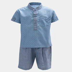 Blue Cotton Shirt Pant Set
