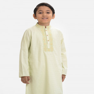 Lemon Cotton Jacquard Panjabi