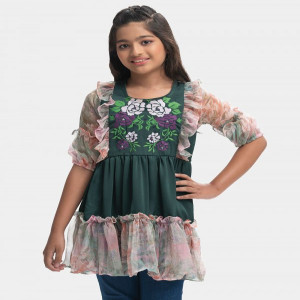 Green Georgette A-line Tunic