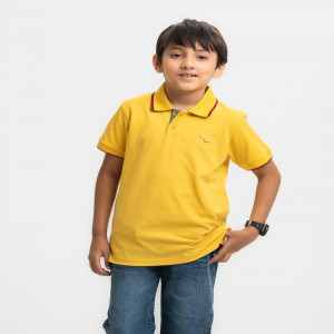 Yellow Pique Short Sleeve Polo