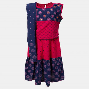 Blue & Pink  Viscose Ghagra Choli