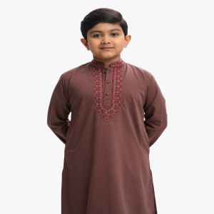 Brown Jacquard Kids Panjabi