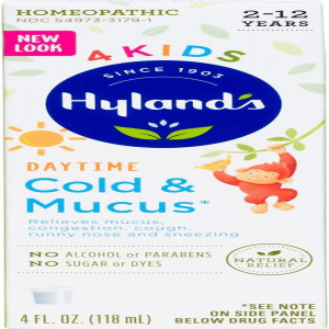 Cold Medicine for Kids Ages 2+ by Hyland's, Cold 'n Mucus Relief Liquid, Natural Relief of Mucus & Congestion, Runny Nose, Cough, 4 Ounces
